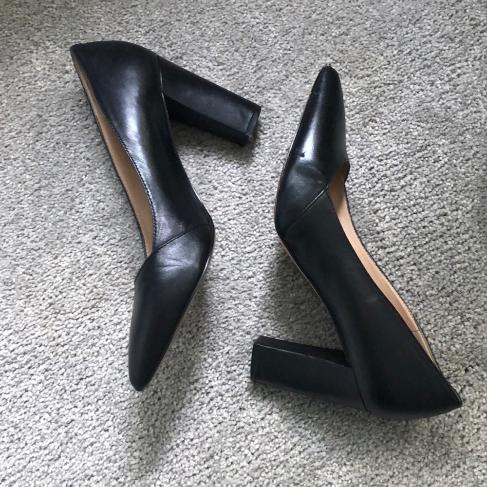 Franco Sarto black leather heels